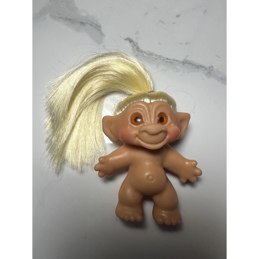 VTG Thomas Dam Troll Doll Blond Long Hair 1960s Small